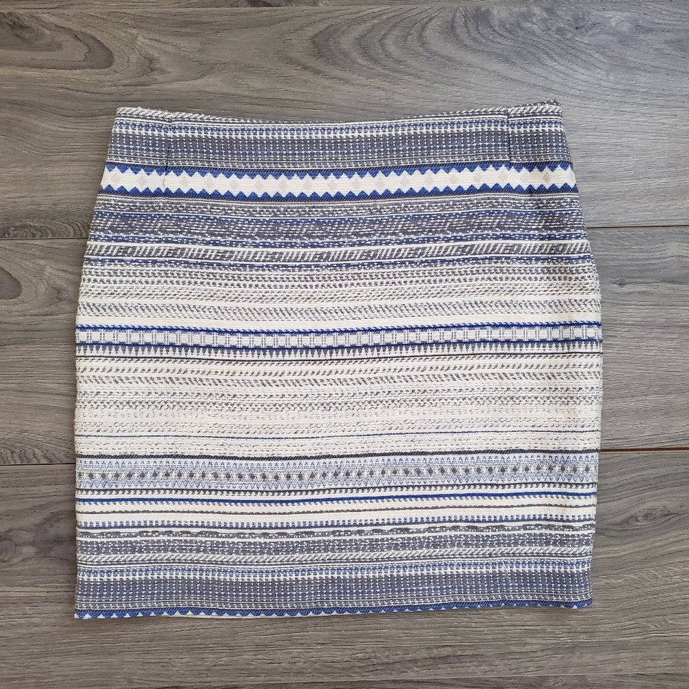 Dalia Woven Aztec Striped Mini Skirt Blue Size 6